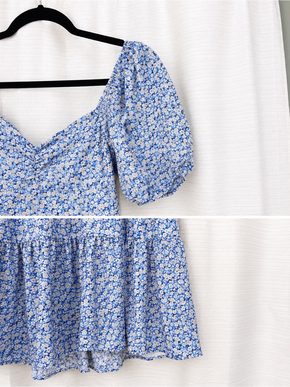 Blu Pepper Blue and White Floral Puff-Sleeve Maxi Dress | Size M - Picture 4 of 4